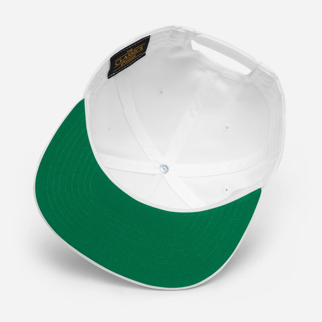 Flat Bill Embroidered TK Snapback (White)